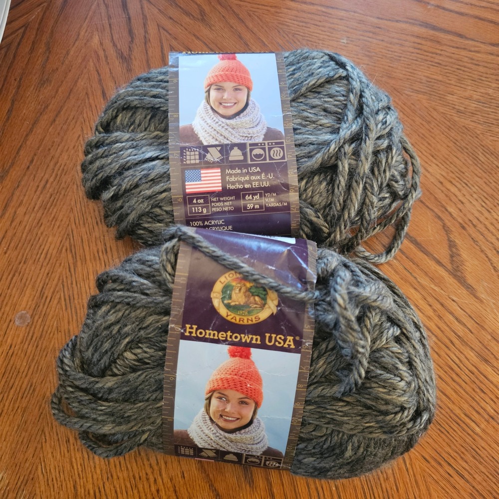 Lion Brand Hometown USA Little Rock Granite Super Bulky Yarn 2 Skeins Lot 11919